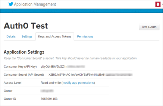 Keys and Access Tokens