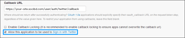 Allow this application to be used to Sign in with Twitter