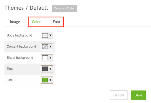 color and font settings