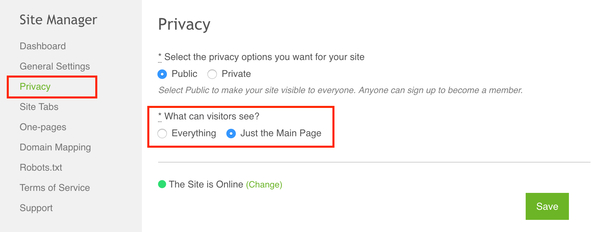 Privacy settings